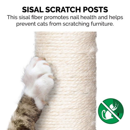 Furhaven 49.5" Tall Cat Tree for Indoor Cats, Ft. Sisal Scratching Posts, Plush Ball Toy, & Busy Box Toy - Tiger Tough Play Stairs Interactive Playground Tower - Gray, One Size