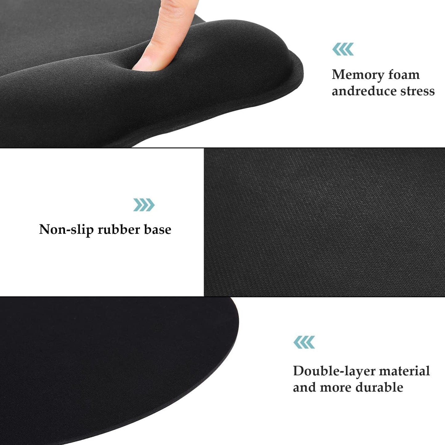 EooCoo Ergonomic Mouse Pad with Wrist Support, Mousepad with Memory Foam Wrist Rest and Non-Slip Base for Computer, Cafe, Home & Office, 9.64 x 8.26 in Office Desk Accessories
