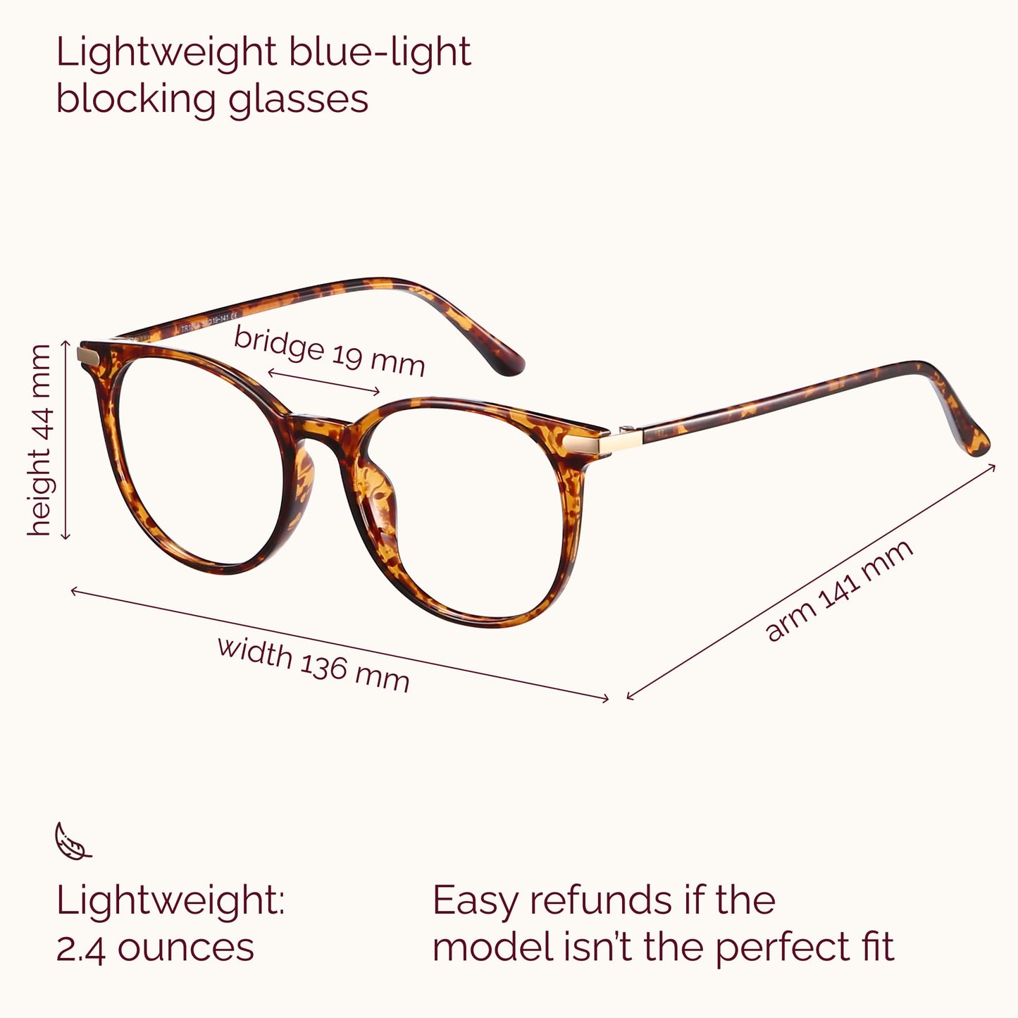 Gaoye Blue Light Blocking Glasses, Retro Round Eyewear Frame Anti Eyestrain Computer Glasses for Women Men (Tea Leopard/Transparent Lens)