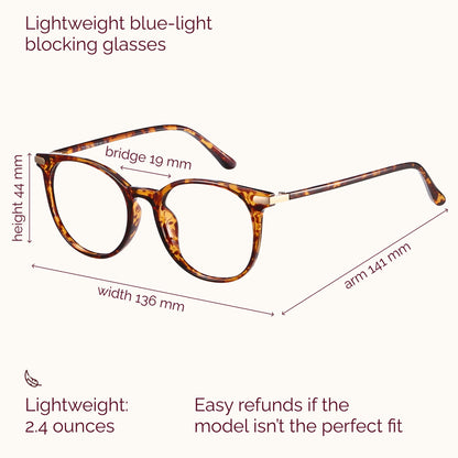 Gaoye Blue Light Blocking Glasses, Retro Round Eyewear Frame Anti Eyestrain Computer Glasses for Women Men (Tea Leopard/Transparent Lens)