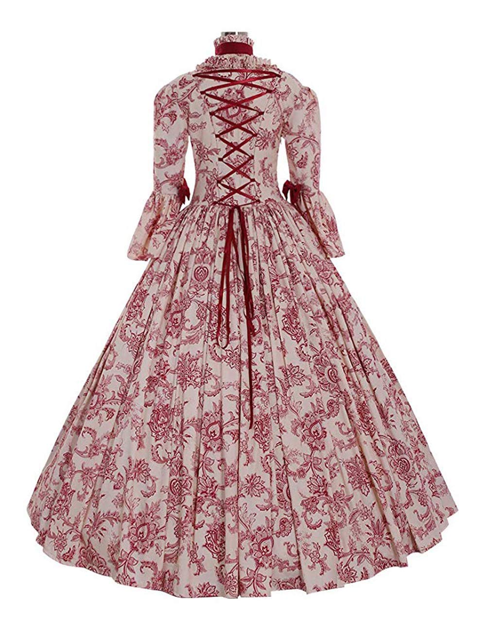 1791's lady Women's Victorian Rococo Dress Temperament Palace Evening Dress Inspiration Maiden Horn Sleeve Costume NQ0032W (Female S) Red