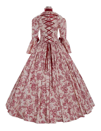 1791's lady Women's Victorian Rococo Dress Temperament Palace Evening Dress Inspiration Maiden Horn Sleeve Costume NQ0032W (Female S) Red