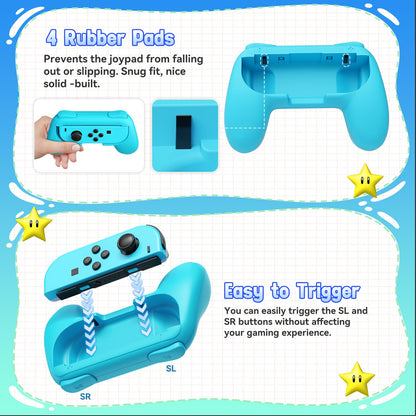 FASTSNAIL 4 Pack Grips Kit Compatible with Nintendo Switch for Joy Con, Wear-Resistant Grip Controller for Joy con & OLED Model with 12 Thumb Grip