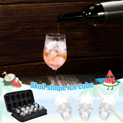 Hoolerry 2 Pack Silicone Skull Ice Cube Maker Mold Flexible Skull Ice Cube Tray for Whiskey Baking Chocolate Candy Resin