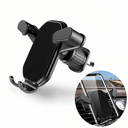 360° Rotating Car Phone Holder Mount for iPhone & Smartphones – Adjustable Air Vent Mobile Bracket with Hook Clip for Hands-Free Use