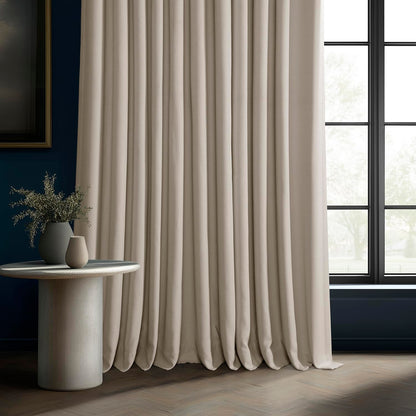 HPD Half Price Drapes - Faux Linen Curtains for Living Room (1 Panel) - 100W X 84L - Extra Wide Textured Room Darkening Curtains for Bedroom 84 Inches Long - Drapes for Home Decor, Birch