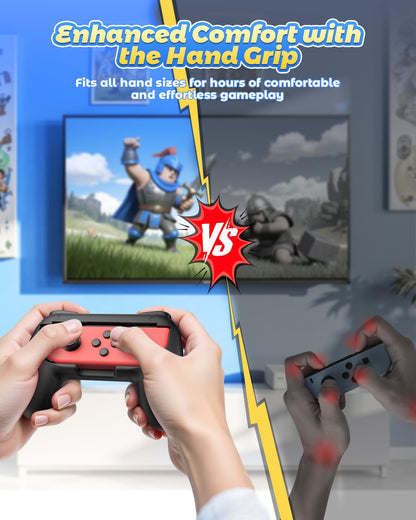 FYOUNG Hand Grips for Switch and Switch OLED Model Controllers, Grip for Switch for Joy Con - Black(2 Packs)