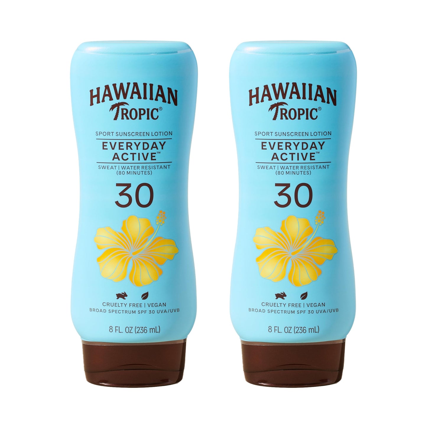 Hawaiian Tropic Everyday Active Lotion Sunscreen SPF 30, 8oz Twin Pack | Broad Spectrum, Oxybenzone Free Sunblock, 8oz Each