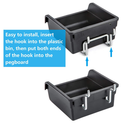 FRIMOONY Pegboard Bins with Hooks and Labels, for Organizing Accessories, 10 Packs, Black