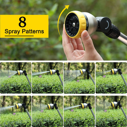FANHAO 16 Inches Garden Watering Wand, 180° Rotating Head Hose Wand with Thumb Control Shut Off Valve 8 Patterns Heavy Duty Garden Hose Nozzle Yellow