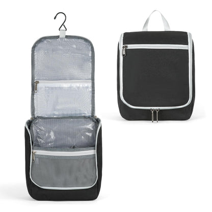 Della Gao Black Water Repellent Polyester Hanging Toiletry Bag for Travel