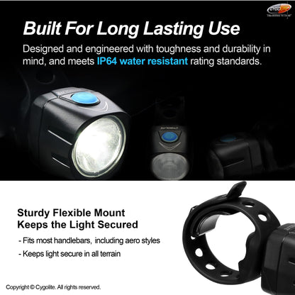 Cygolite Dice HL– 150 Lumen Bike Light– 6 Night & 2 Daytime Modes– Ultra Compact Design– IP64 Water Resistant– Sturdy Flexible Mount– USB Rechargeable Headlight - for Aero Road & Commuter Bicycles