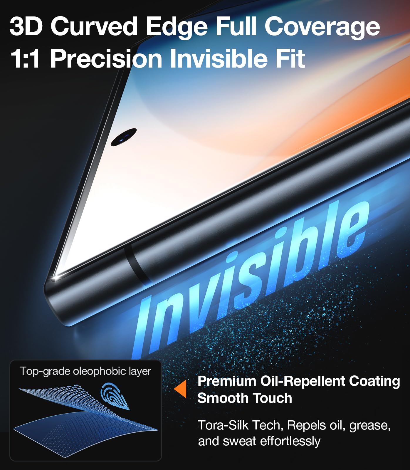 TORRAS Top-Notch Aerospace Glass for Samsung Galaxy S24 Ultra Screen Protector [12Ft Military-Grade Shatterproof] Anti-Scratch Tempered Glass Full Coverage Fit Screen Protector S24 Ultra 6.8" 2-Pack