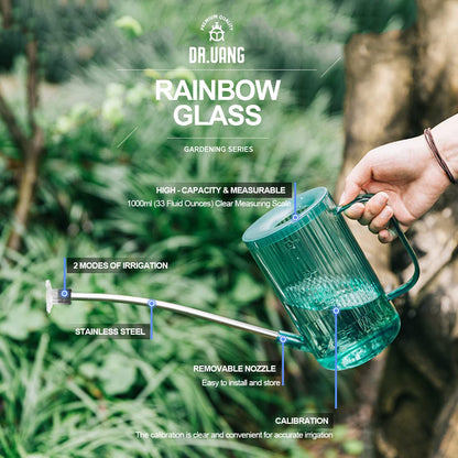 DR.UANG Small Watering Can Indoor Plants with Long Spout (1L, Emerald)