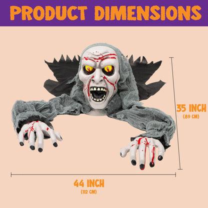 JOYIN Halloween Decorations Outdoor Light-Up Zombie Groundbreaker with bloodstain and Creepy Sound for Halloween Outside Decor, Lawn, Yard, Patio, Graveyard Decoration, Haunted House Prop