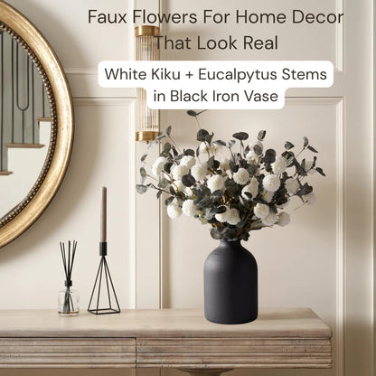 Large Black Vase for Flowers Decor Living Room, Matte Black Arlo Vase for Dining Coffee Table Centerpieces, Wabi Sabi Decor, Big Decorative Modern