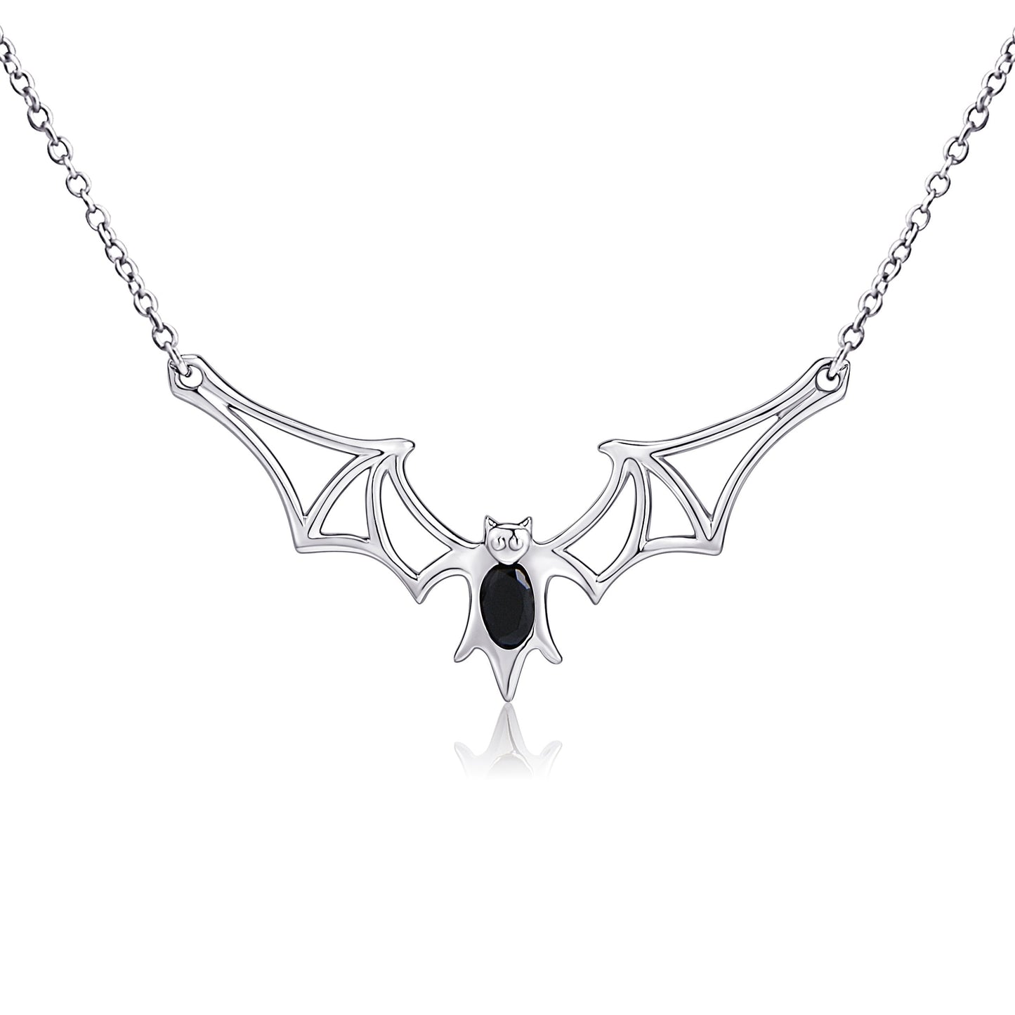 DAOCHONG 925 Sterling Silver Gothic Vampire Bat Pendant Necklace Jewelry for Women