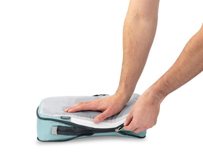 Large Packing Cube Set with See Through Mesh- Compression Packing Cubes Travel Organizers by TRIPPED Travel Gear (Dusty Teal)