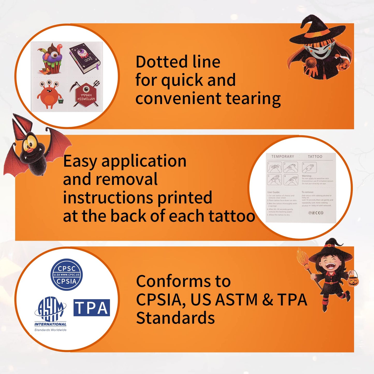 156 PCS Halloween Temporary Tattoos for Kids in 52 Unique Designs - 2 Inch Bulk Halloween Assorted Waterproof Fake Pumpkin Temp Tattoo Sticker for Boys Girls Goody Bag Stuffers Prizes Party Favors