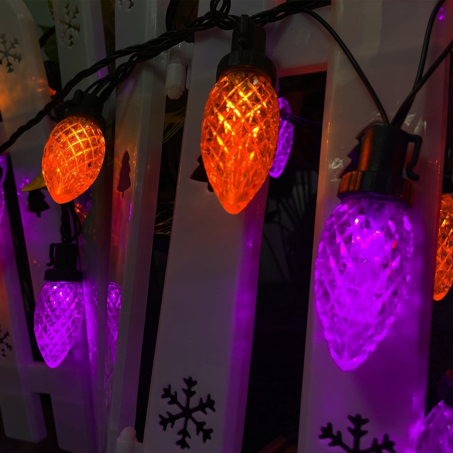 KAQ 2PK 100LED Orange and Purple C9 Halloween Lights Waterproof Indoor Outdoor, Extendable 98FT String Lights Plug in with 13 Lighting Modes, Halloween Decorations for Party Patio, Outside Yard Decor