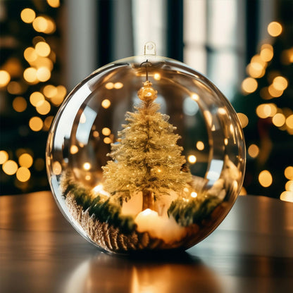 10 Pcs Christmas Ornament Balls, Clear Plastic Fillable Ornament Ball, 70 mm DIY Bath Bomb Mold Set Acrylic Ball Baubles for Christmas Tree, Halloween, Holiday, Wedding, Party, Home Decor