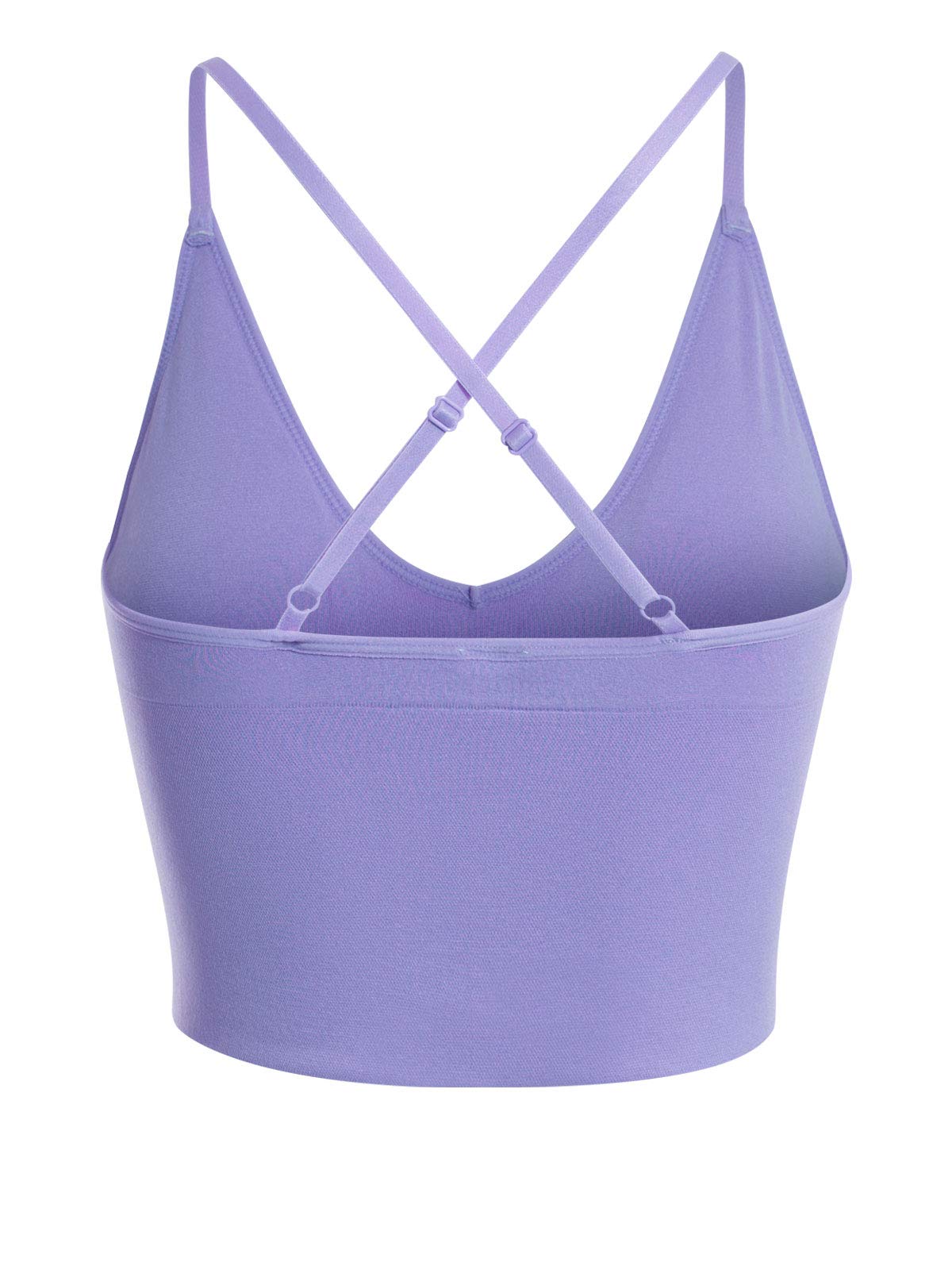 Design by Olivia Women's Seamless Padded Workout Sports Bra Cami Cropped Yoga Tank Top with Adjustable Straps Lavender LX