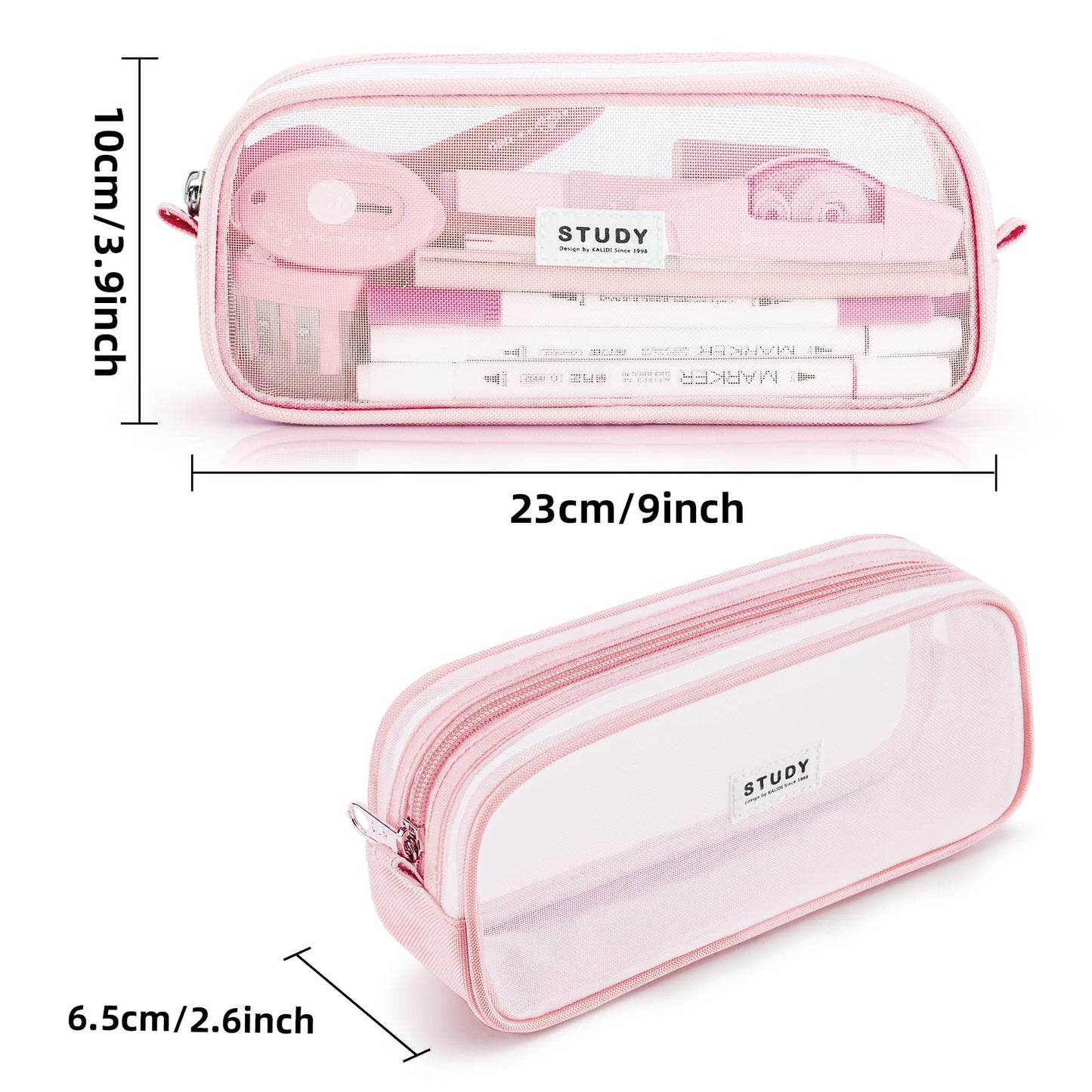 KALIDI Grid Mesh Pencil Case Large Capacity Pencil Case Big Pencil Pouch With Zipper Simple Stationery Bag Aesthetic Pen Bag for School Teen Girl Boy Multi-Purpose bag for office Men Women