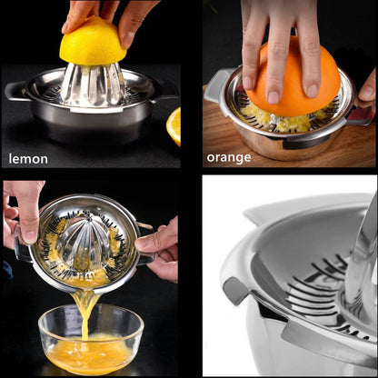 Citrus Lemon Orange Grapefruit Juicer Manual Squeezer 304 Stainless Steel Robust Hand Juicer Reamer Rotation Press with Strainer＆10oz Bowl, 2 Pour Spouts, Dishwasher Safe, Easy to Clean, Heavy Duty