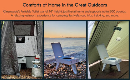 Cleanwaste GO Anywhere Portable Folding Toilet - Plus Bonus Original Wag Bag Kit