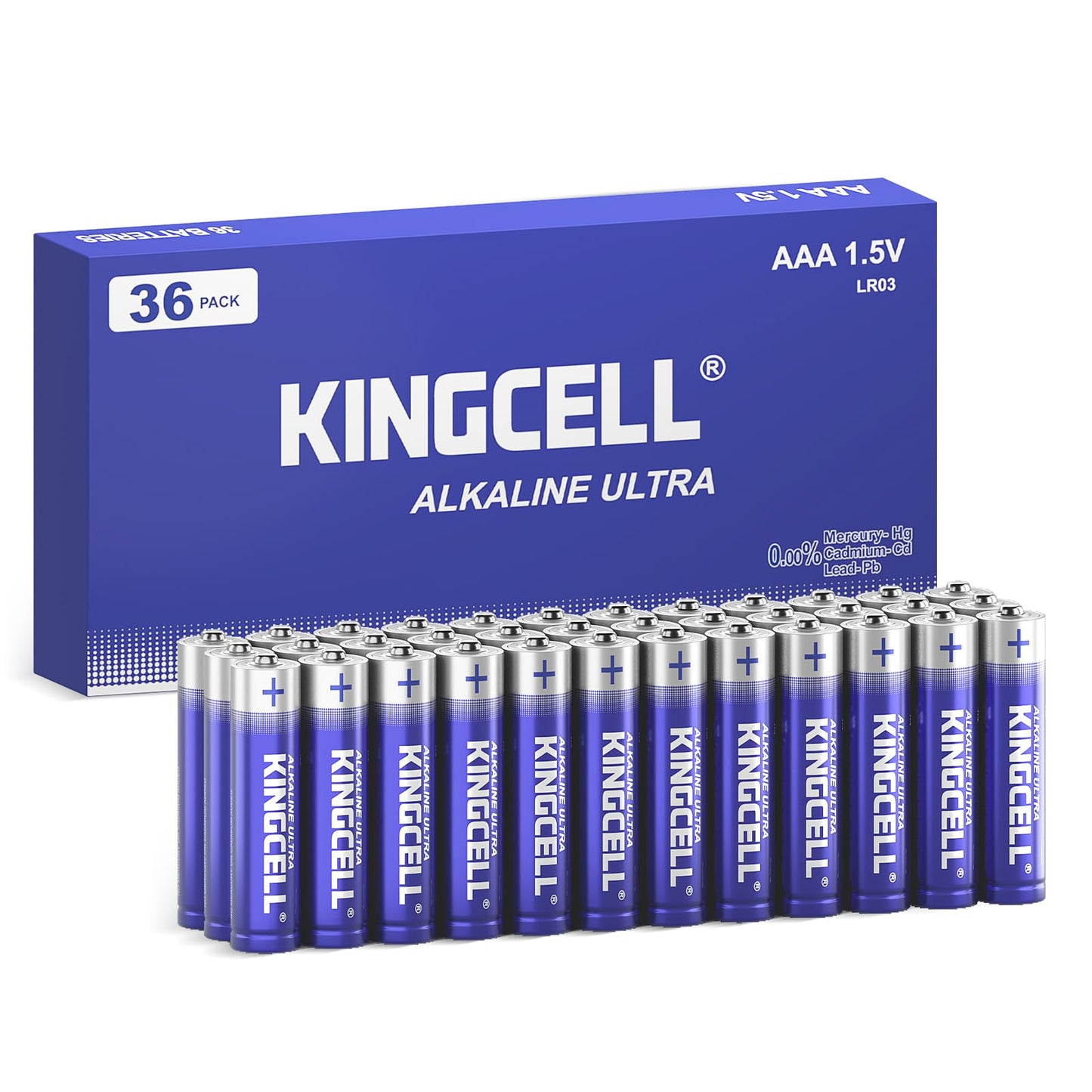 KINGCELL AAA Batteries 36 Count Pack, 1.5V Triple A Batteries with 10 Years Shelf Life, High Performance Alkaline AAA Batteries for TV Remote, Clock, Gaming Controller, Kids Toy