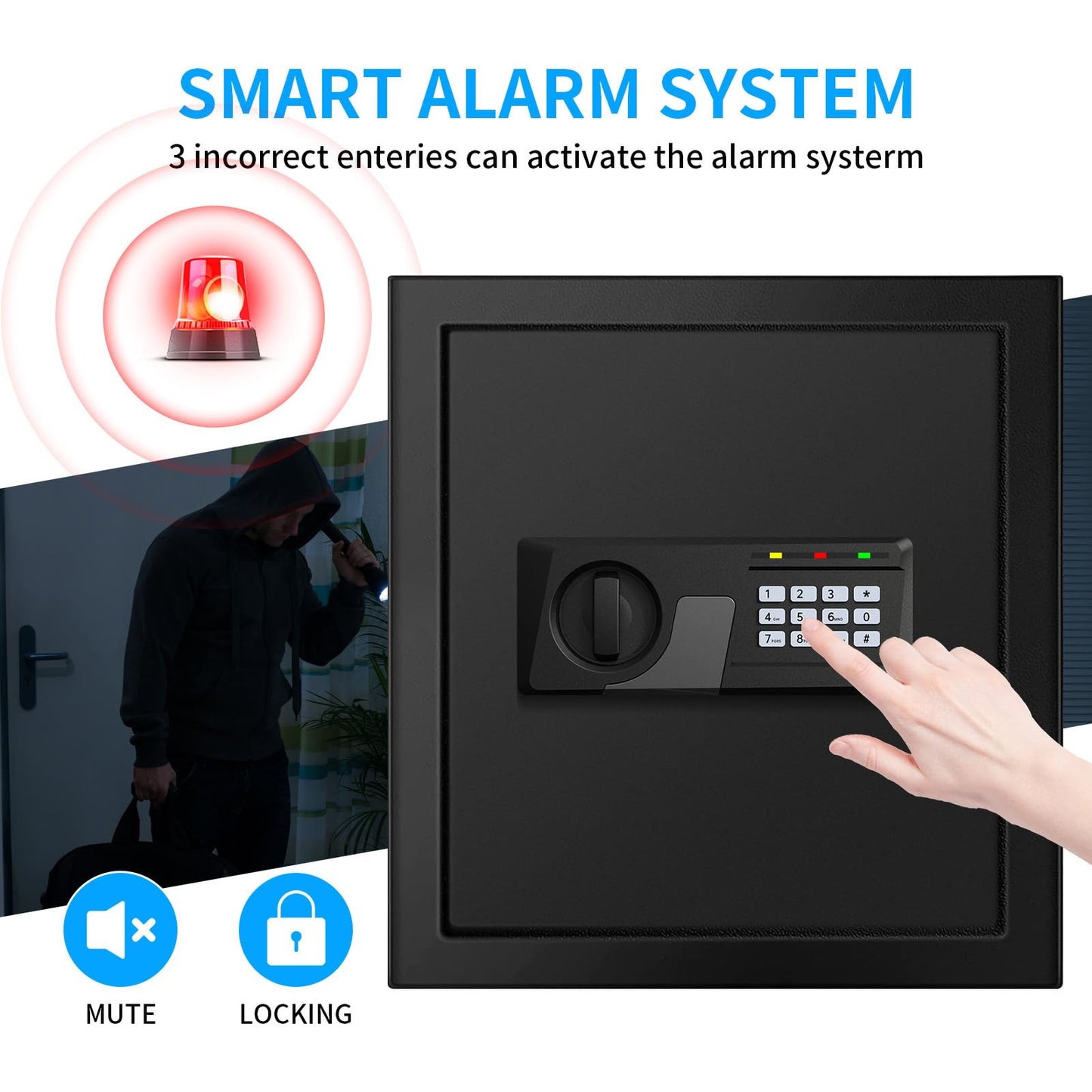 2.3 Cuft Fire proof Safes for HOME USE, Digital Security Safe Box with Programmable Keypad and Spare Keys, Safety Box for Home Office Business, Document Safe for Money Medicine Valuables