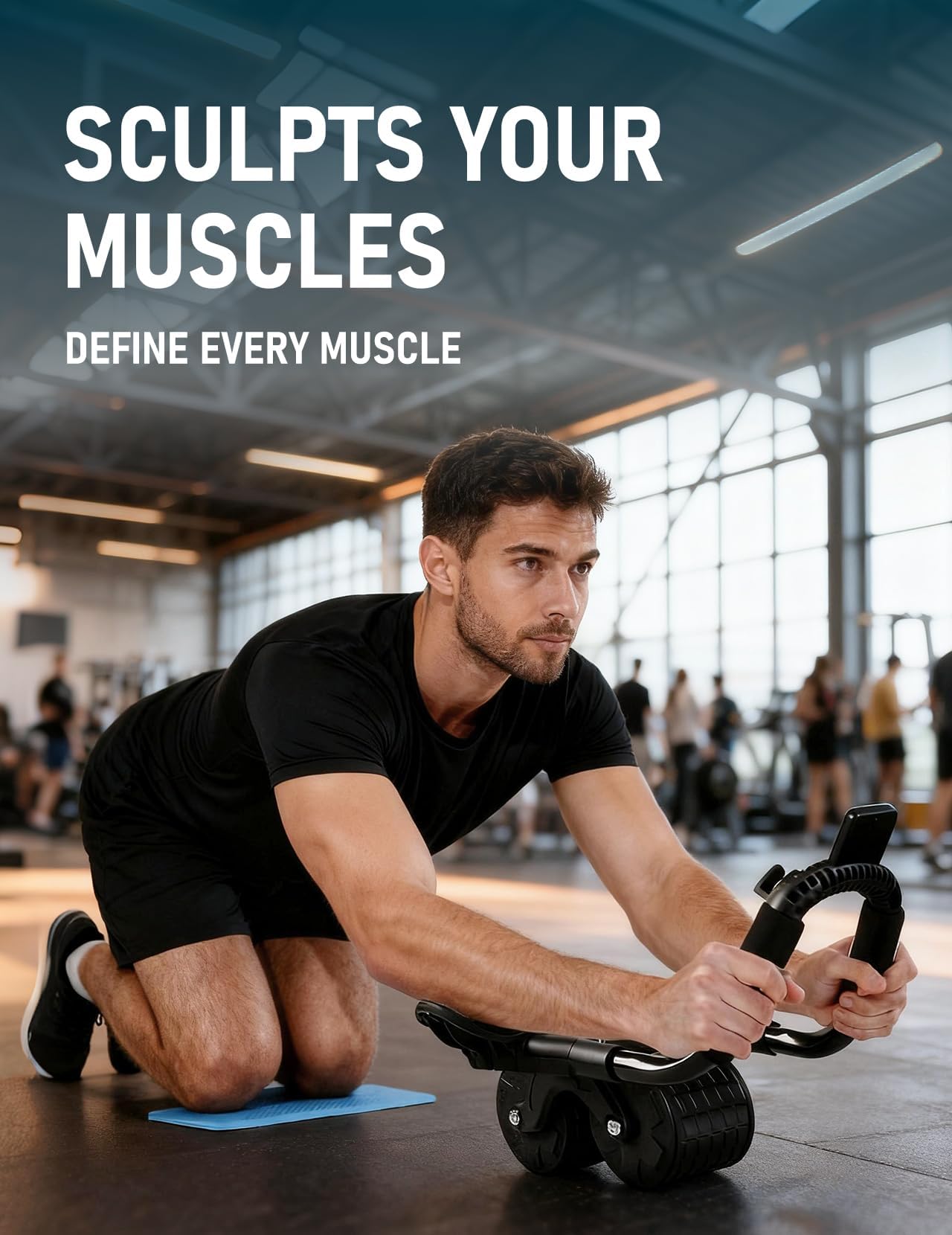 2024 New Ab Roller Wheel with Timer & Knee Mat,Automatic Rebound Abdominal Wheel with Elbow Support Ab Workout Equipment for Strengthening Core Muscles Abs Exercise Roller for Women Men