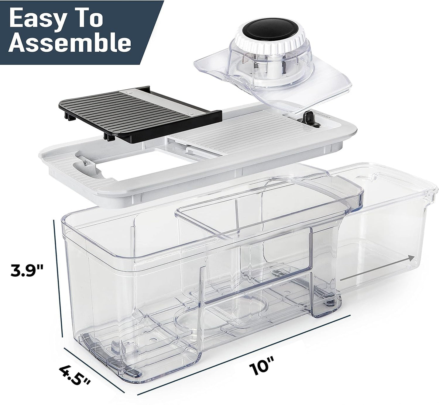 Fullstar All-in-1 Vegetable Chopper and Mandoline Slicer for Kitchen - Cheese Grater, French Fry Cutter, Cheese Slicer - Bonus Handheld Spiralizer Included (6 in 1, Black/White)