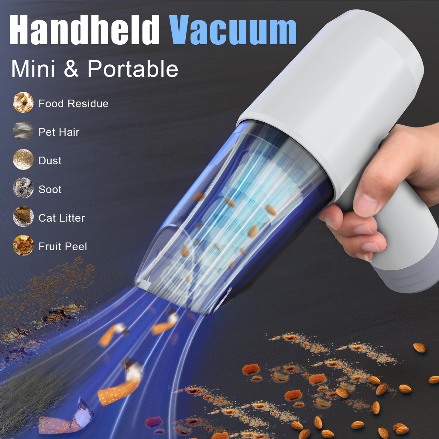 Desk Vacuum, Mini Desk Vacuum Cleaner for Keyboard , Rechargeable Cordless Compressed Air Duster for Keyboard Vacuum, Computers Electric Air Duster, Handheld Car Vacuum Cleaner for Shop Offices Car