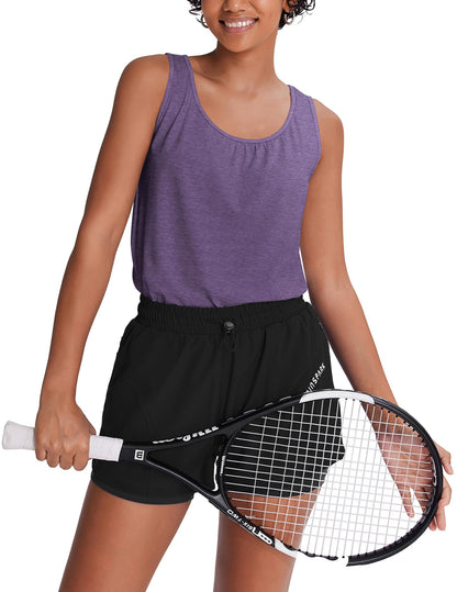 PINSPARK Workout Tank Tops Woman Racerback Yoga Top Pack Loose Fit Sleeveless Gym Shirt Running Athletic Tanks XL