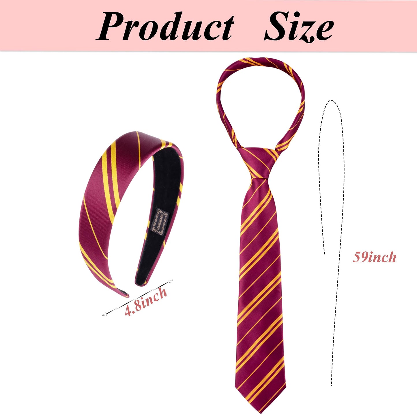 kitihoney Halloween Costume Accessories Women Vivid Burgundy Red and Yellow Stripe Headband Tie Adult Cosplay Party Hair Accessory