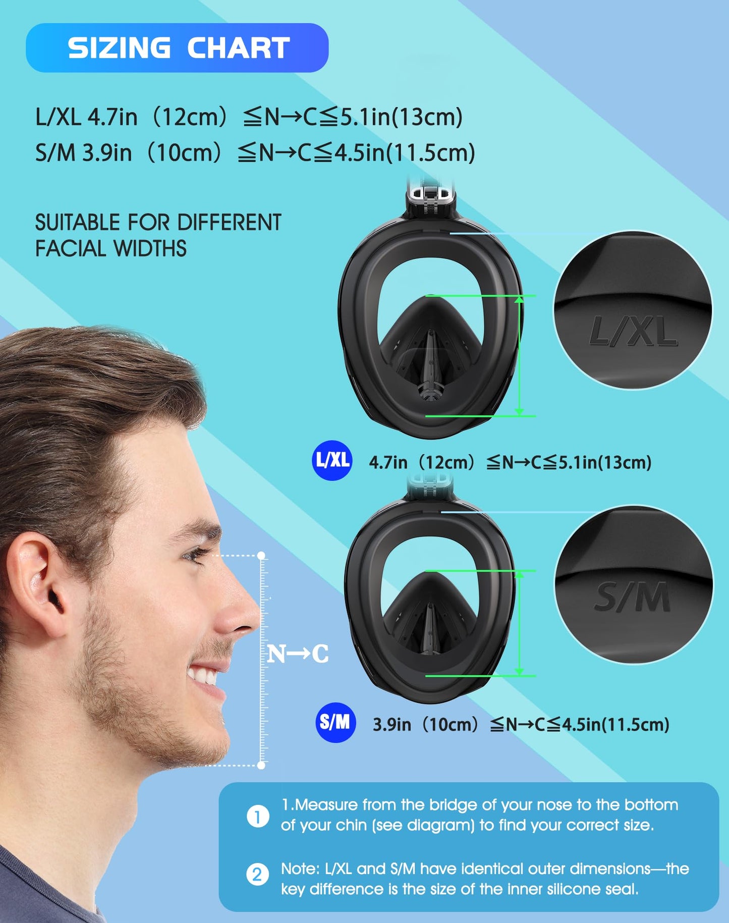 Greatever Full Face Snorkel Mask, Snorkeling Gear for Adults with Latest Dry Top Breathing System and Detachable Camera Mount, Snorkel Mask Adult, Snorkels Anti-Fog & Anti-Leak