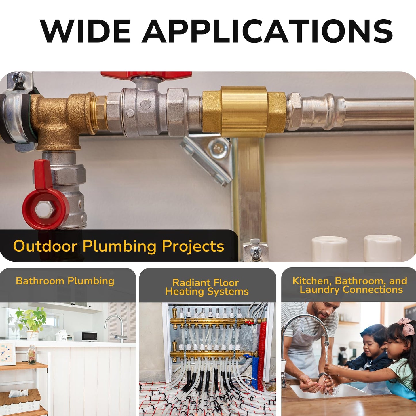 JUWO PEX Fitting, 3/4" Male NPT to 3/4" PEX Adapter for Plumbing Repairs or Remolding, Sturdy and Durable Brass Crimp Fitting (4 Pack)