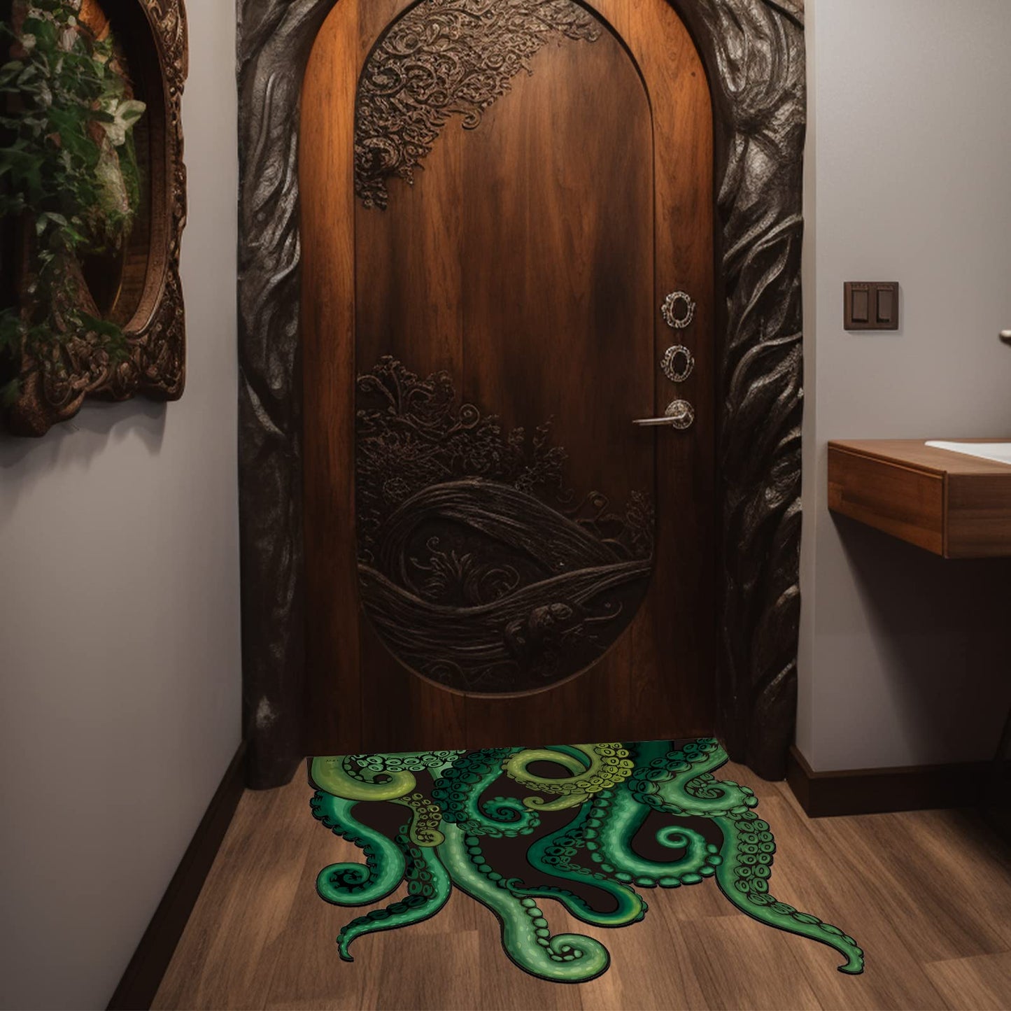 CZYY Cthulhu Tentacles Bath Mat Microfiber Water Absorbent Octopus Rug Anti-Slip Backing 27.5"x23.6" - Unique Gift & Decor for Tabletop RPG Gamers, HP Lovecraft Fans and Nautical Enthusiasts