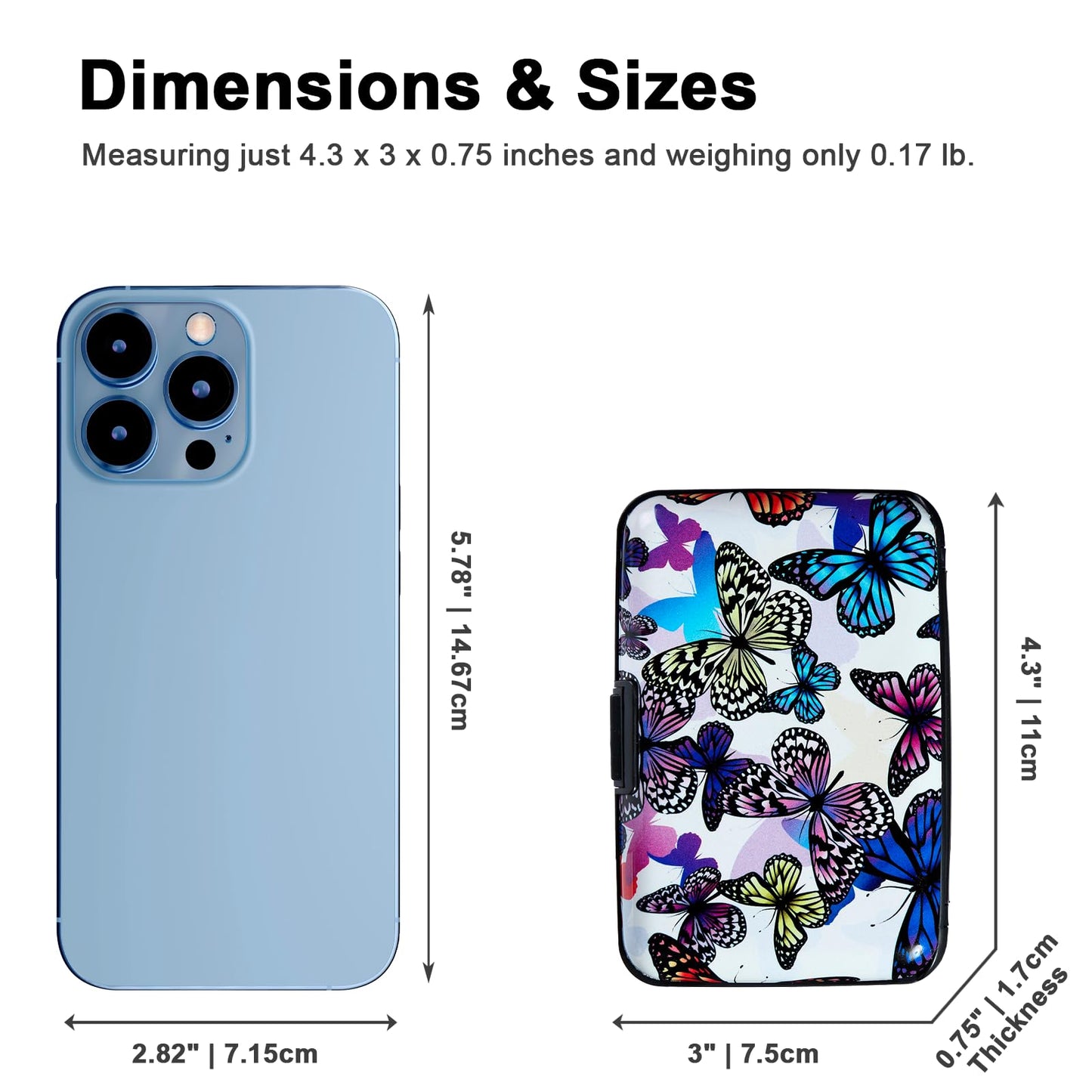 Kaabao Credit Card Holder, RFID Blocking Small Metal Credit Cards Holder Wallet for Women Men Business Aluminum Protector Sleeves Slim Case (Butterflies)