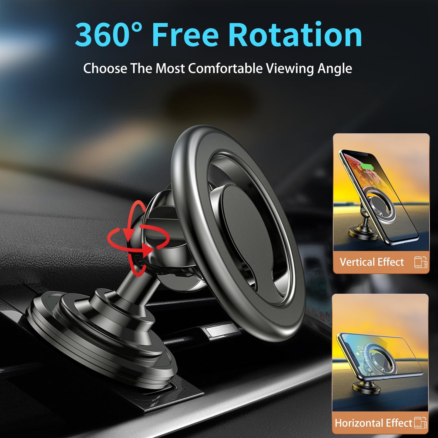 Generic Car Mount Strong Magnets Magnetic Phone Holder for Car 360 Rotation Phone Holder Mount Truck Dash Cell Phone Holders