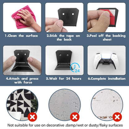 Controller Wall Mount for PS5/PS4/Xbox/Switch Controller, Adhesive PS5 Headset Holder Controller Stand for PS5 Console, 6 Pack Headphone Hanger Wall Mount Hook,PS5 Accessories Controller Headset Stand