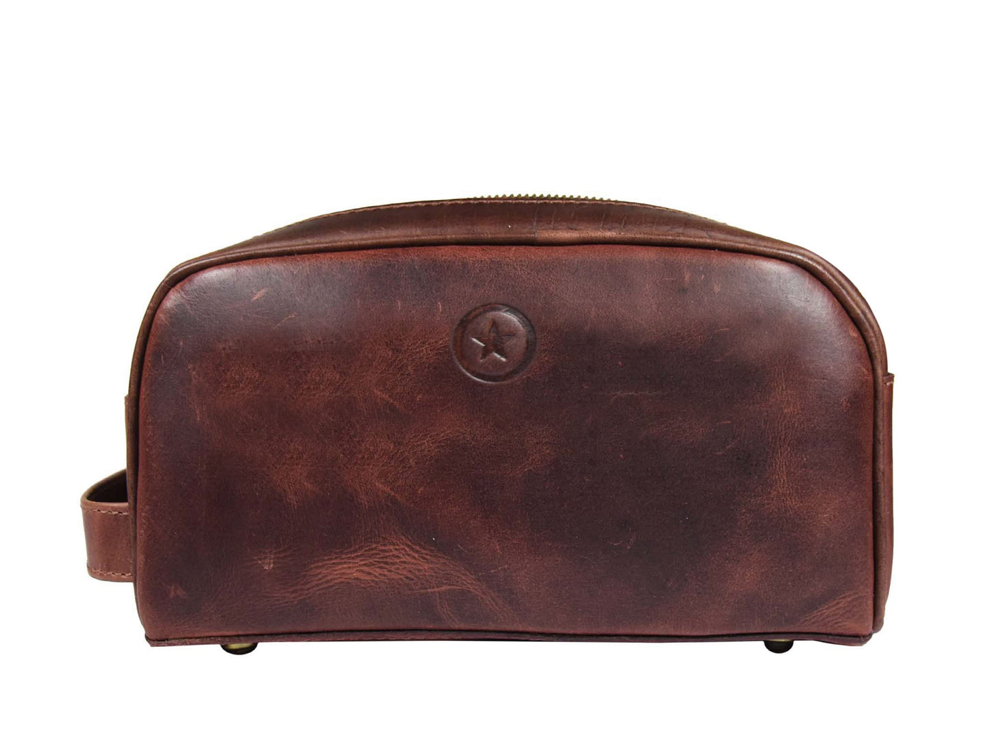 10" Premium Leather Toiletry Travel Pouch With Waterproof Lining | King-Size Handcrafted Vintage Dopp - Kit By Aaron Leather Goods (Dark Brown)