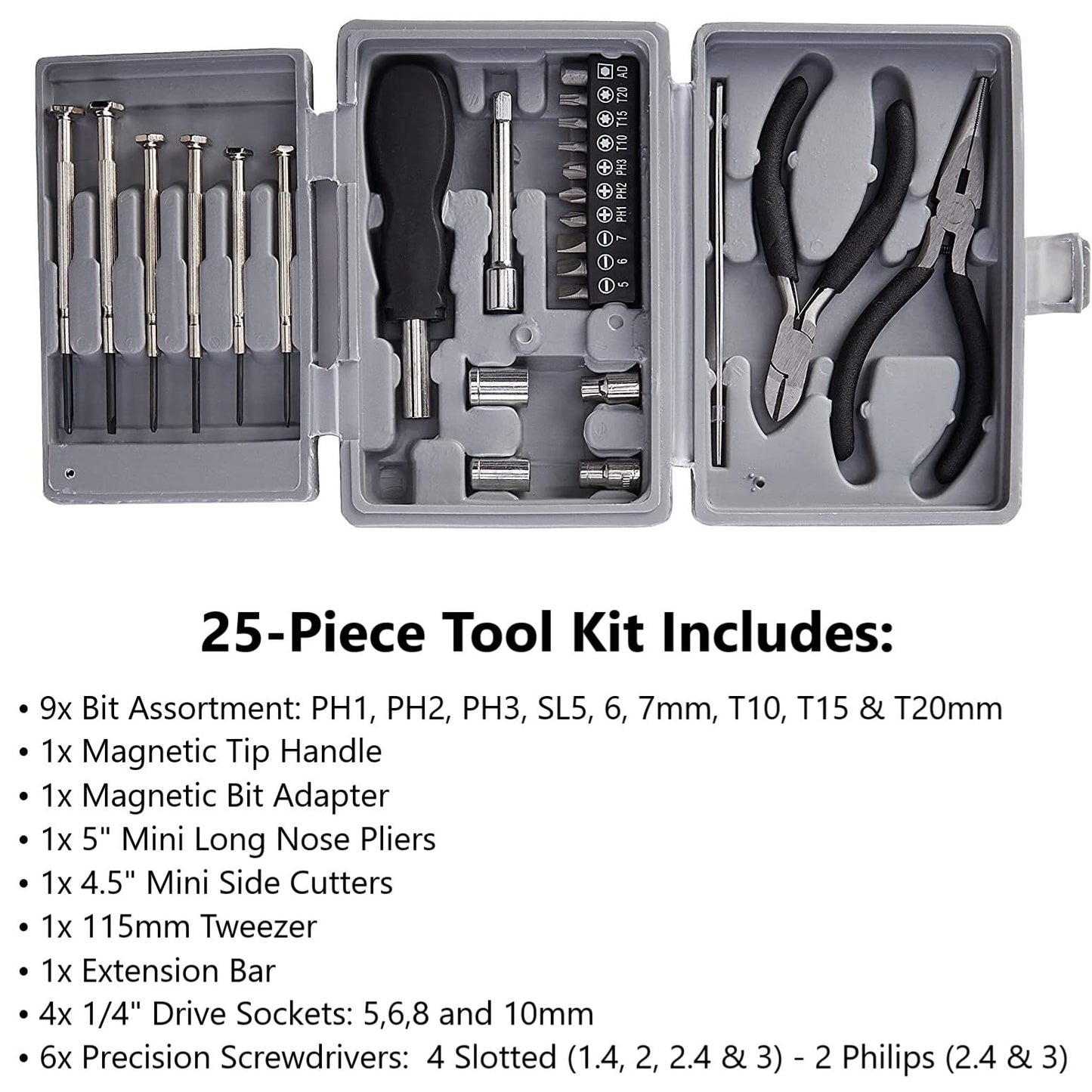 Duratool BPSTL10406-D00197 D00197 25PC Mini Tool Kit Set
