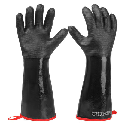GEEKHOM 18-Inch Heat Resistant Gloves 932°F for BBQ Grilling, Waterproof Long Sleeve Anti-Slip Cooking Gloves – Textured Grip Protection