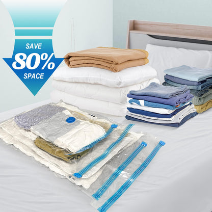 Fygrip 10 Pack Small Vacuum Storage Bags with Hand Pump, Plastic Packaging Bags, 80% Space Saver Vacuum Seal Bags for Clothing, Travel Lugggage, Blankets, Comforters