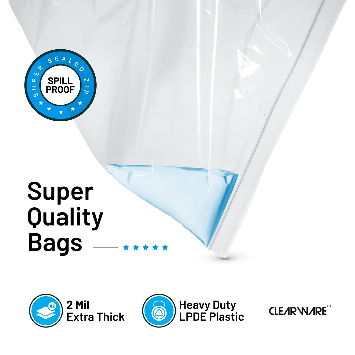 12 Large Storage Bags With Zipper Top - 3 Gallon Size, 16" x 18", Extra Large Plastic for Clothes, Travel, Moving, Large Reusable freezer bags, BPA-Free, 2-mil Thick