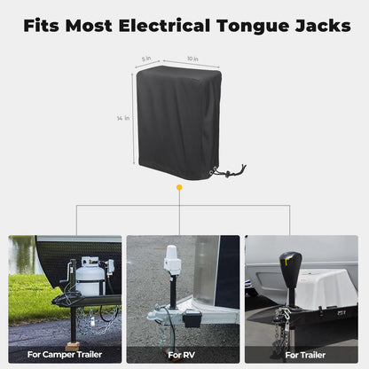 Electric Tongue Jack Cover, BougeRV 600D Universal Trailer RV Electric Tongue Jack Protective Cover (Size 14″H x 5″W x 10″D)…