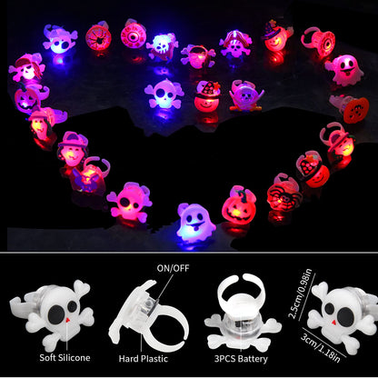 DIYASY Halloween Light Up Rings for Kids,50 Pcs LED Flashing Ring Toys for Halloween Kids Party Favors Prizes and Goodie Bag Fillers