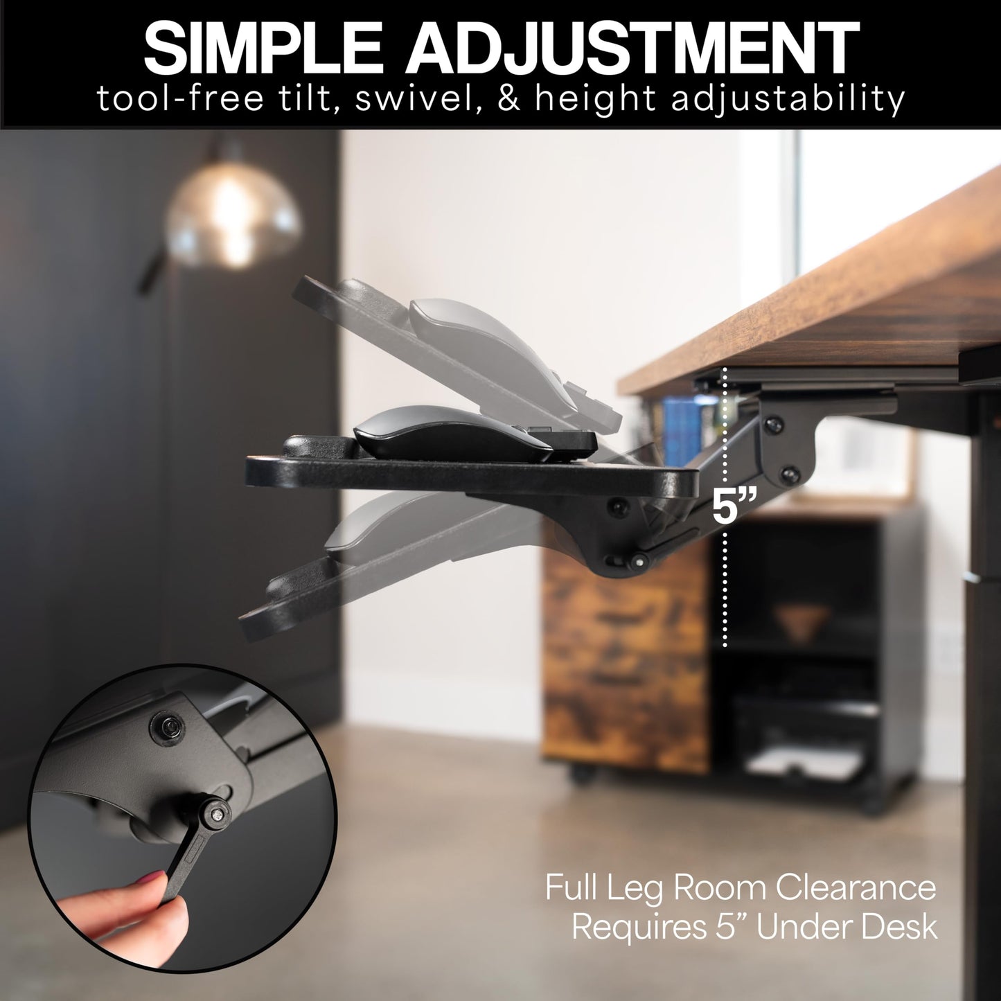 VIVO Adjustable Computer Keyboard & Mouse Platform Tray Ergonomic Under Table Desk Mount Drawer Underdesk Shelf (MOUNT-KB03B)